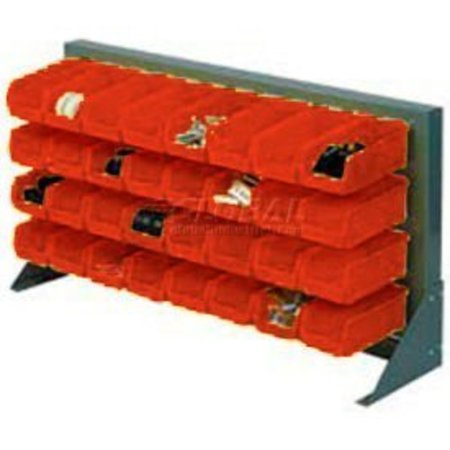 GLOBAL EQUIPMENT Louvered Bench Rack 36"W x 20"H - 22 of Red Premium Stacking Bins 603381RD